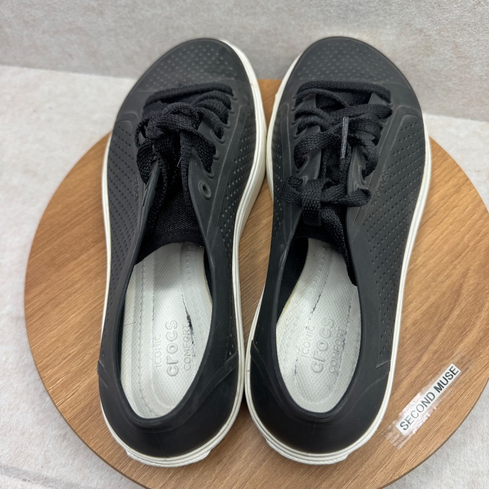 Crocs CitiLane‎ Roka Sneaker Black Men's Size 10 Water Shoes Lace Up Perforated - Picture 4 of 9